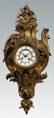 Appraisal: Rococo style key wind shelf clock bronze with dolphin pediment