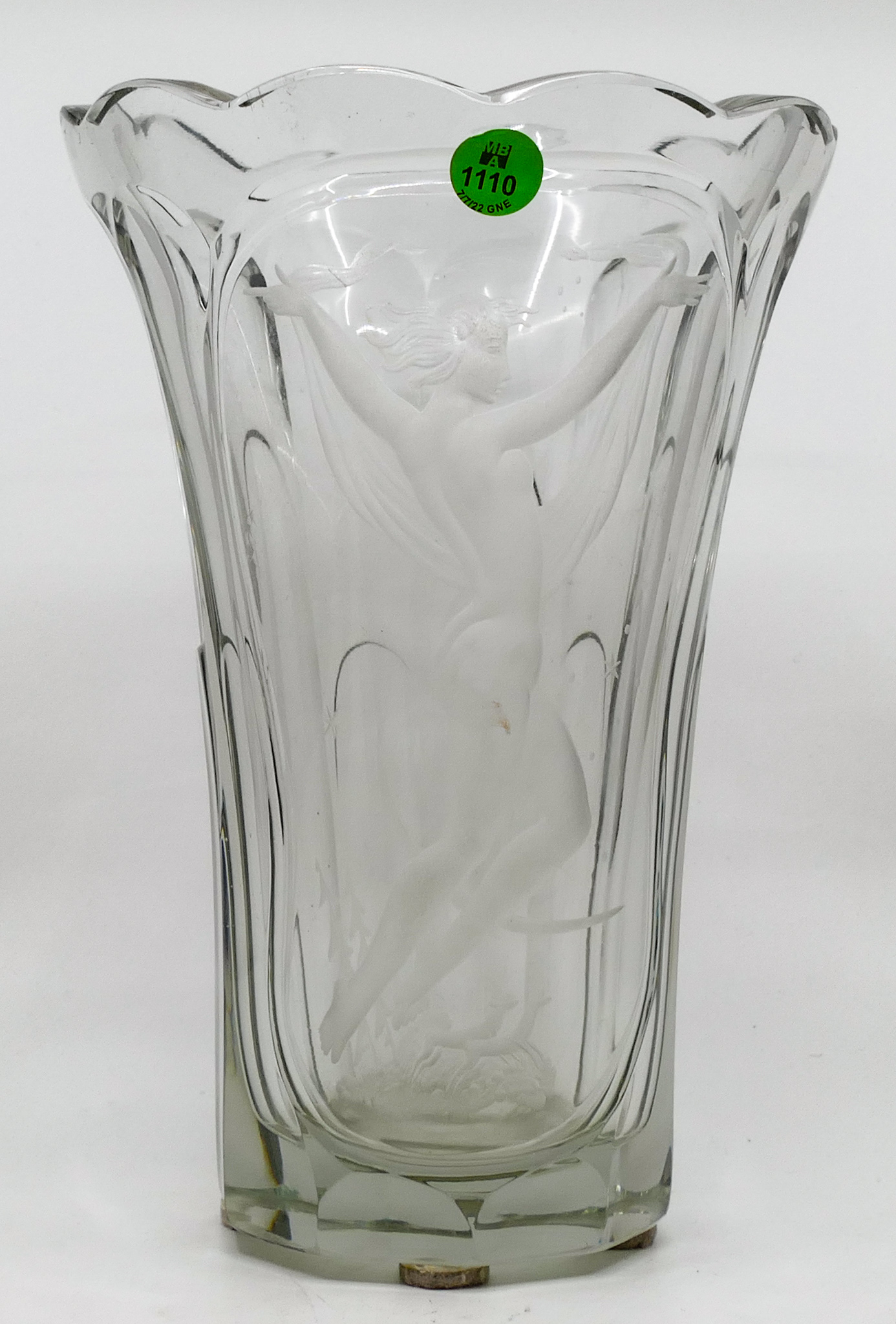 Appraisal: Scandinavian Art Deco Intaglio Cut Glass Vase ''