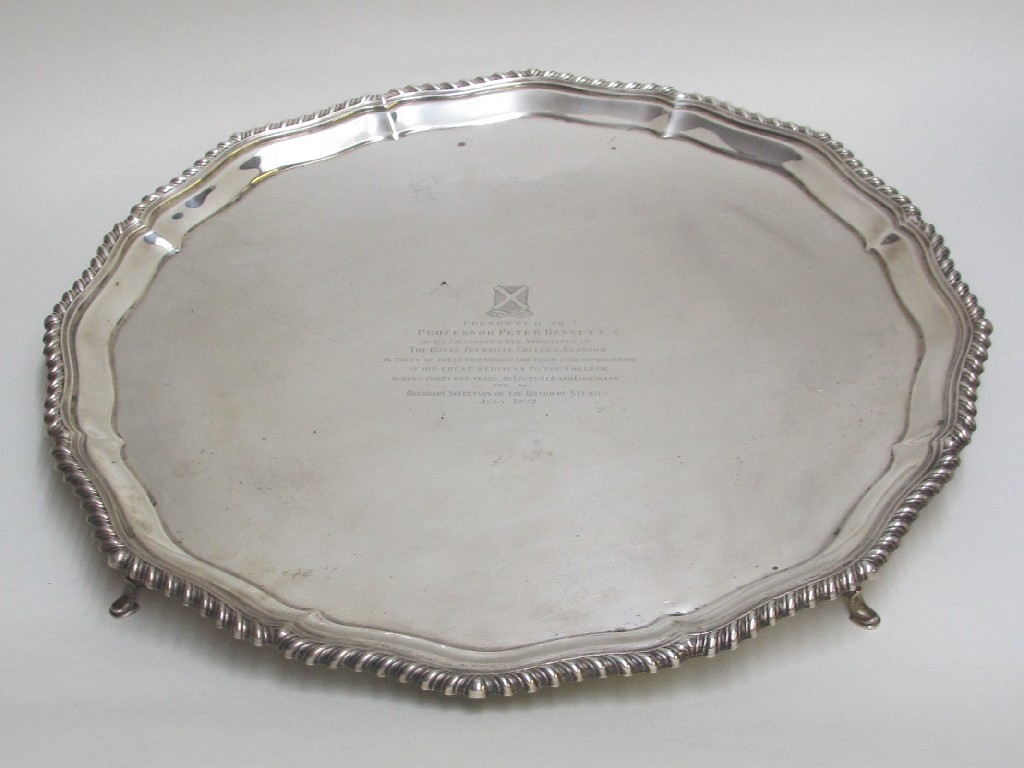 Appraisal: A silver presentation salver to Prof Peter Bennett Chester oz