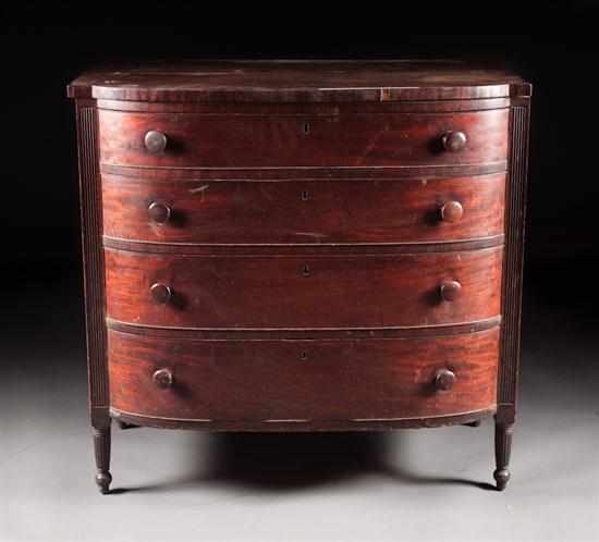 Appraisal: Late Federal carved mahogany chest of drawers Maryland Pennsylvania circa