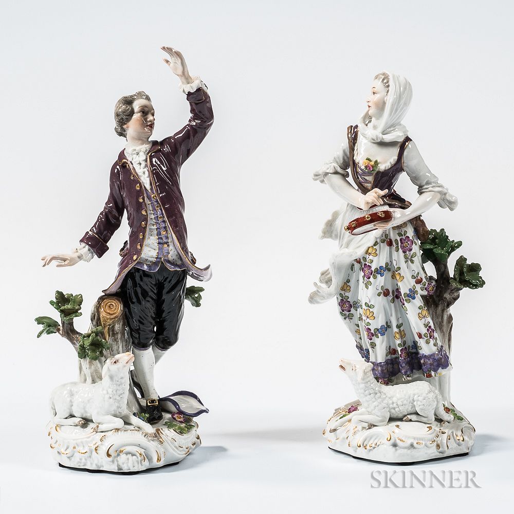 Appraisal: Meissen Porcelain Figures of a Shepherd and Shepherdess Meissen Porcelain