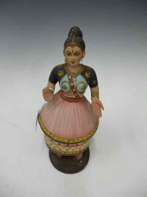 Appraisal: AN OLD INDIAN ARTICULATED PLASTER FIGURE of a dancing girl