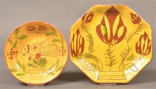 Appraisal: Breininger Sgrafitto Decorated Pieces Two Breininger Pottery Sgrafitto Decorated Pieces