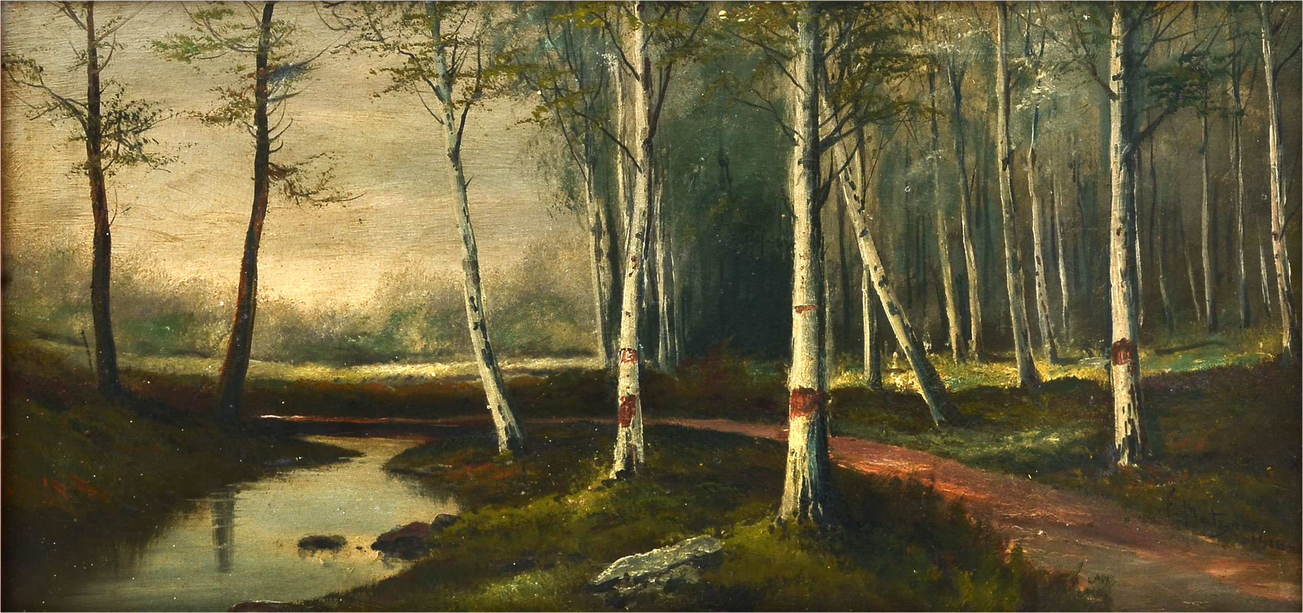 Appraisal: MATZOW Frederick American - Birch Forest with Stream Oil on