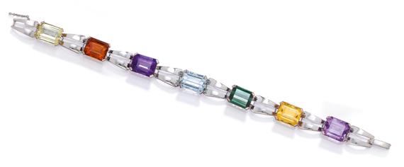 Appraisal: GEMSTONE BRACELET White gold Casual decorative bracelet set with octagonal