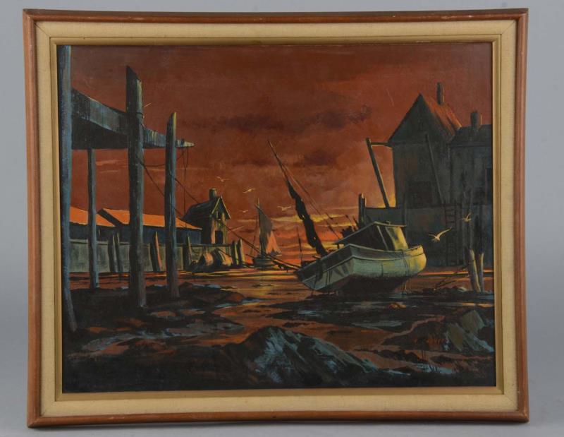 Appraisal: Lot Of Caderet Mirich Boat Harbor Paintings Includes - original