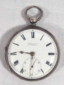 Appraisal: A silver open face pocket watch the dial marked John