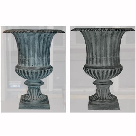 Appraisal: Pair of Neoclassical Style Bronze Garden Urns Estimate -