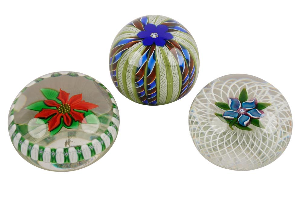 Appraisal: THREE PERTSHIRE GLASS PAPERWEIGHTSthe two smaller paperweights signed with visible