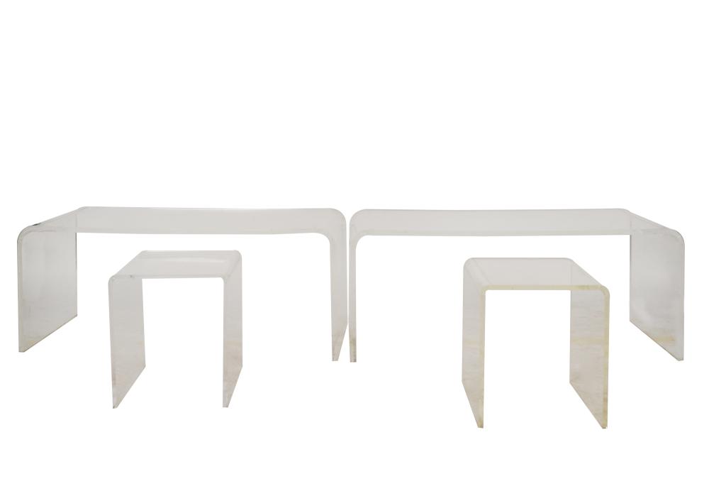 Appraisal: FOUR LUCITE TABLEScomprising two coffee tables each inches wide inches