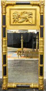 Appraisal: A Federal Gilt and Ebonized Mirror Height x width inches