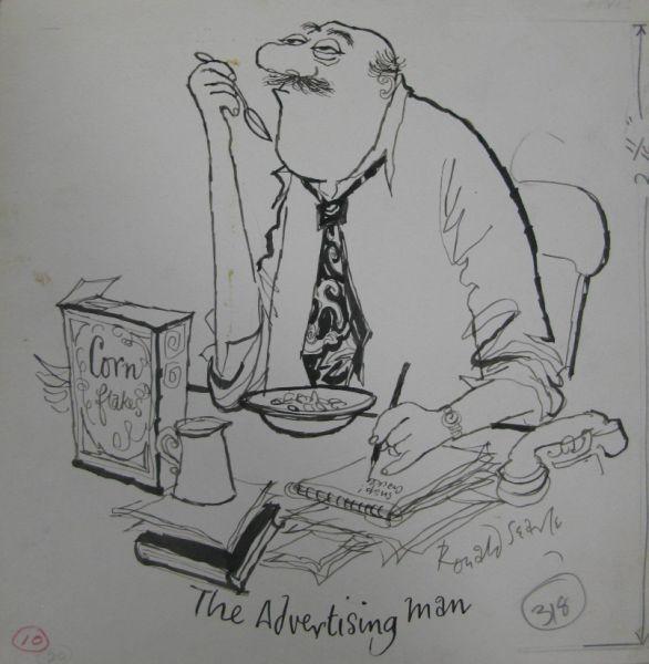 Appraisal: Ronald Searle Br b Advertising Man ink on paper signed