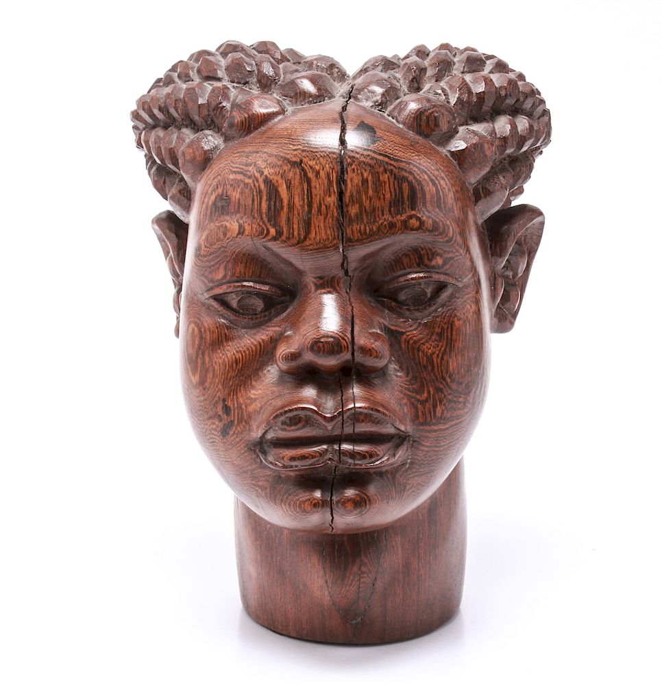 Appraisal: African Carved Wood Portrait of Figure Sculpture African carved wood