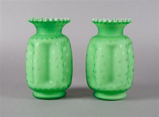 Appraisal: A Pair of Victorian Glass Vases Height inches