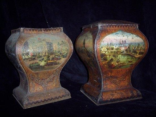 Appraisal: A pair of John Horn chocolate tins of square waisted