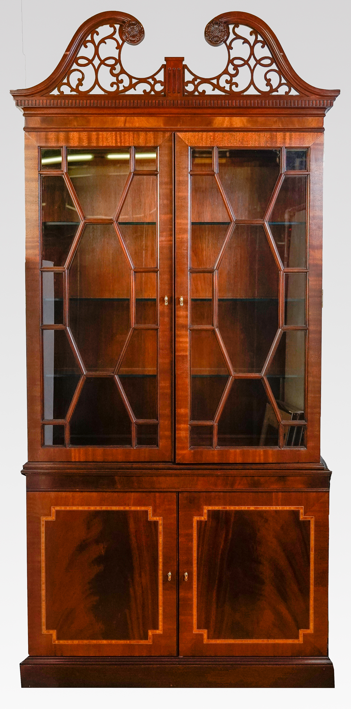 Appraisal: COUNCILL CHIPPENDALE STYLE DOOR CURIO ''Councill'' - light curio with