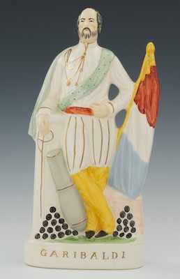 Appraisal: A Large Staffordshire Figure of Guiseppe Garibaldi Depicted leaning on