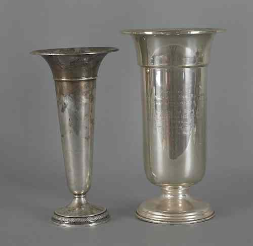 Appraisal: Weighted sterling silver presentation vase to Colonel and Mrs Keller