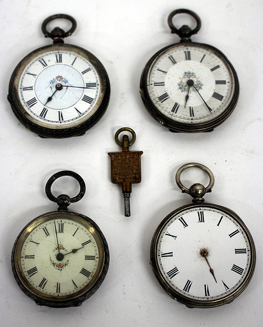 Appraisal: FOUR LATE TH EARLY TH CENTURY SILVER CASED POCKET WATCHES