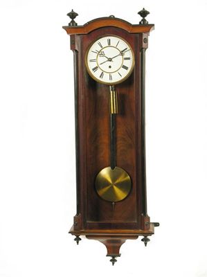 Appraisal: A Vienna regulator type wall clock the single barrel movement