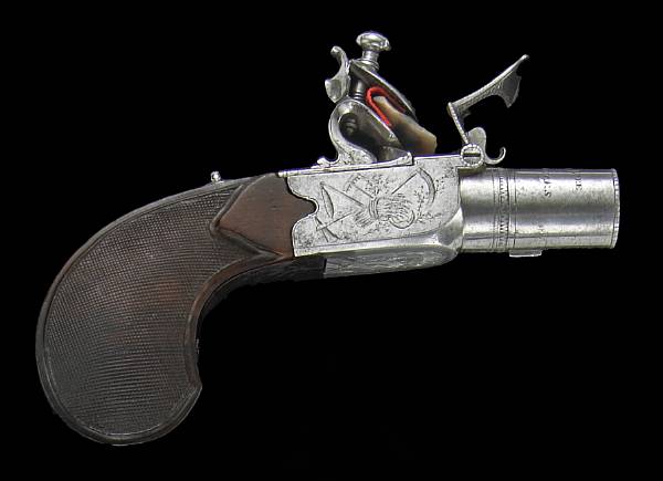 Appraisal: A French flintlock screwbarrel pocket pistol by Boutet The one