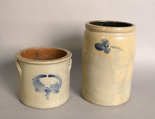 Appraisal: Two decorated stoneware crocks and h