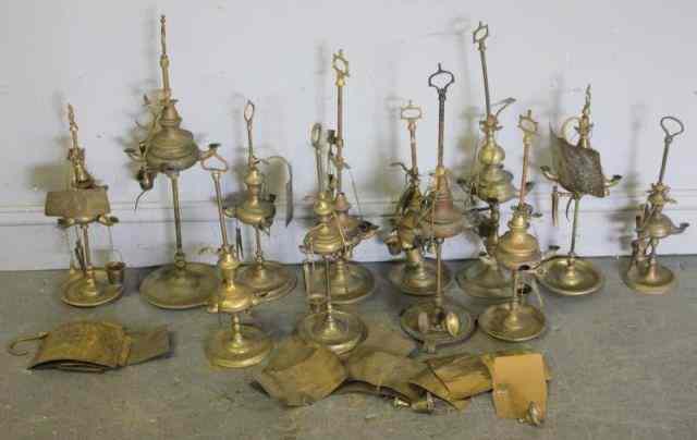 Appraisal: Antique Brass Oil Lamps From a Manhattan NY estate Dimensions