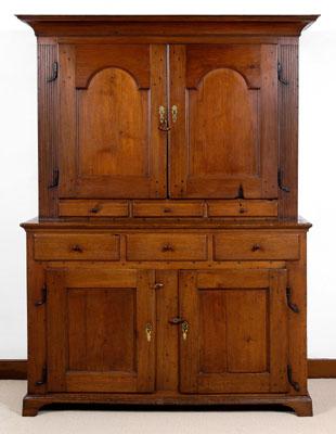 Appraisal: Pennsylvania Chippendale walnut press two-case construction upper case with paneled