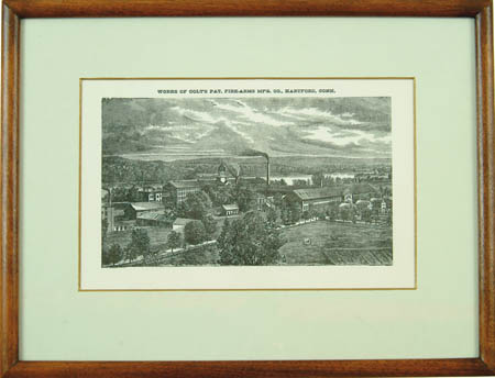 Appraisal: SMALL STEEL ENGRAVING OF THE COLT PLANT Framed and matted