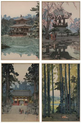 Appraisal: Four Hiroshi Yoshida Woodblock Prints Japanese th century all with