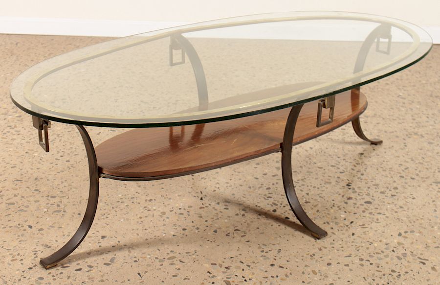 Appraisal: MID CENTURY MODERN BRONZE GLASS COFFEE TABLE A mid century