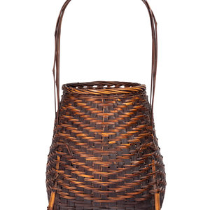 Appraisal: A Bamboo Flowering Arranging Basket TH CENTURY the pear-shaped body