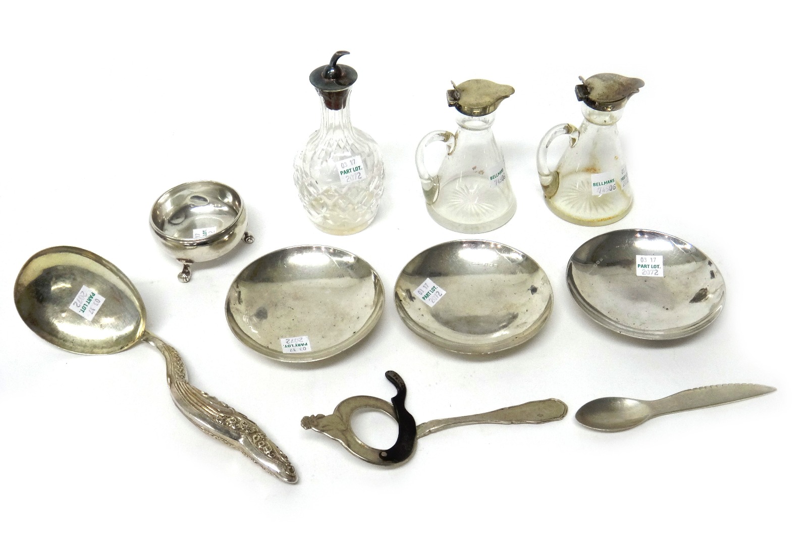 Appraisal: Silver and silver mounted wares comprising three plain circular dishes