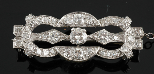 Appraisal: An Art Deco diamond brooch Circa The ct white gold