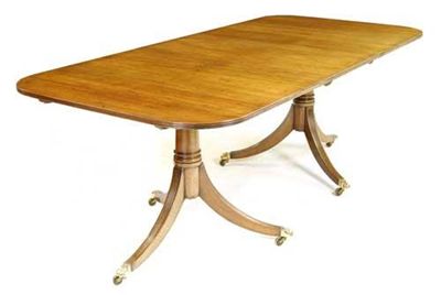 Appraisal: A mahogany twin pillar dining table in Regency style the