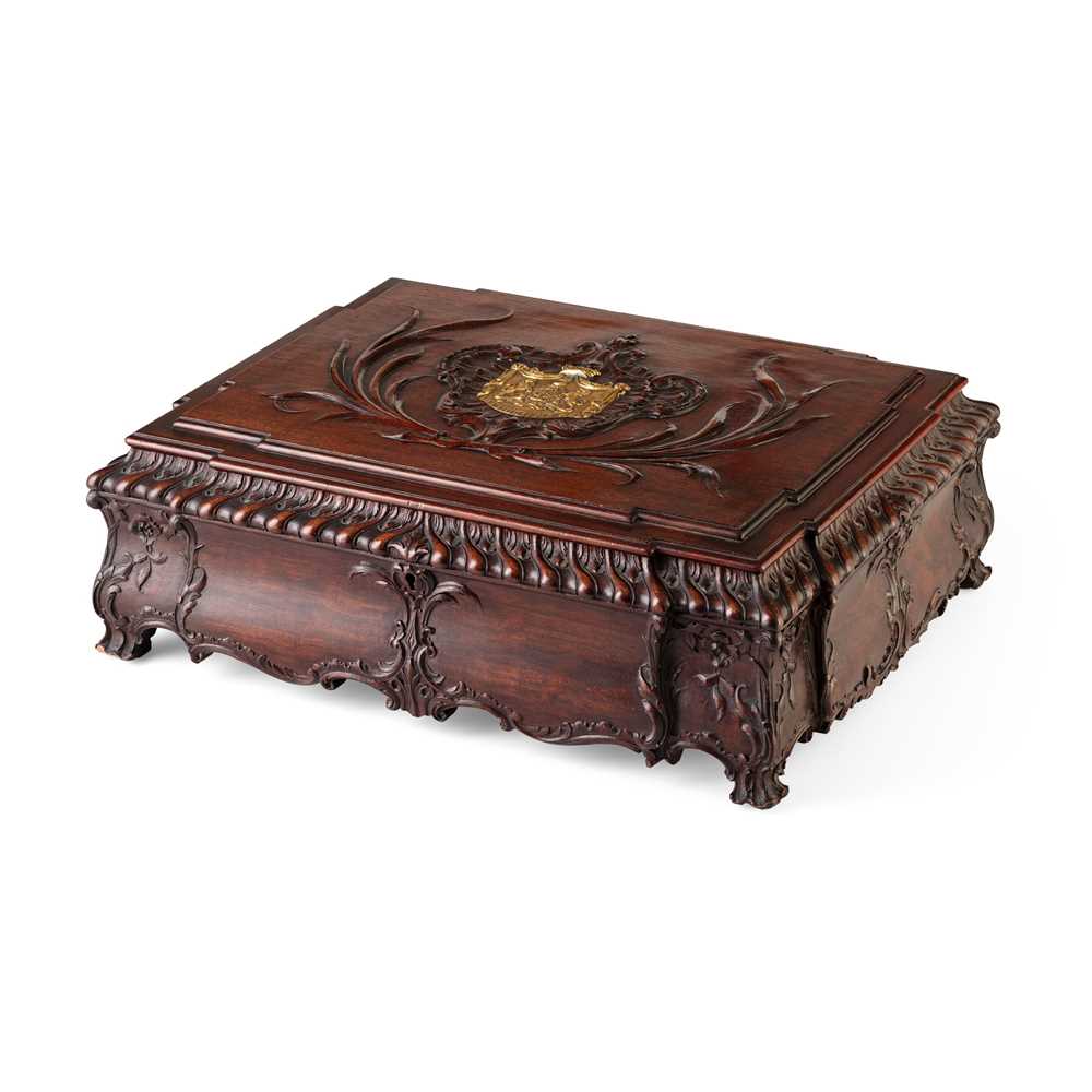 Appraisal: GEORGE III STYLE MAHOGANY BOX AFTER A DESIGN BY THOMAS