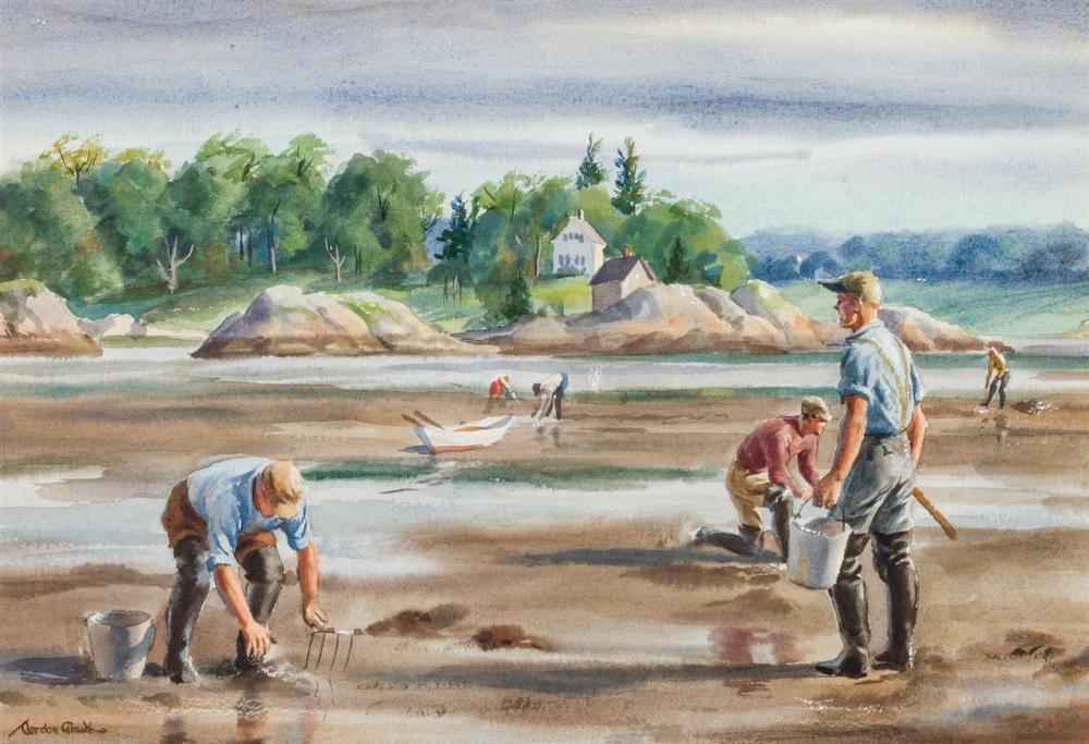 Appraisal: GORDON HOPE GRANT American - Clamming at Low Tide watercolor