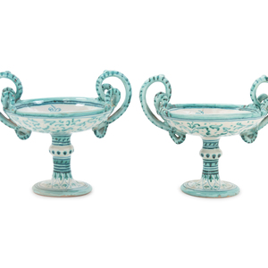 Appraisal: A Pair of Italian Ceramic Tazze Height inches Property from