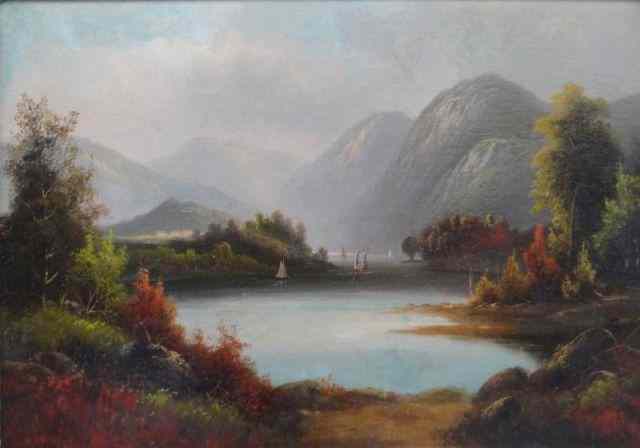 Appraisal: Hudson River Oil on Canvas Landscape Not apparently signed From