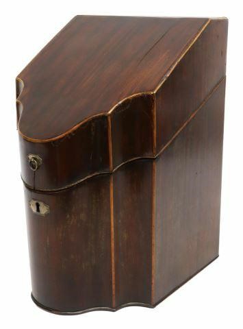 Appraisal: English Georgian period mahogany knife box late th early th