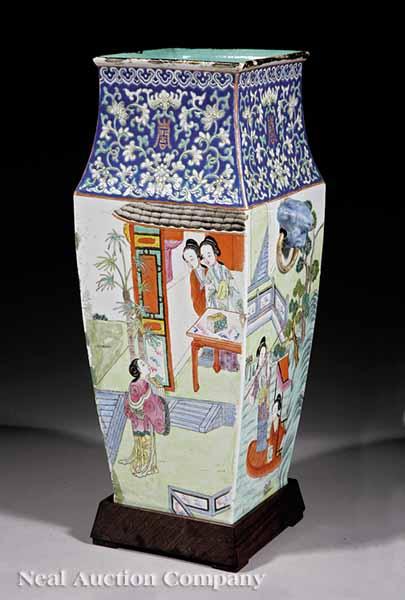 Appraisal: A Chinese Blue Ground Famille Rose Porcelain Vase th c