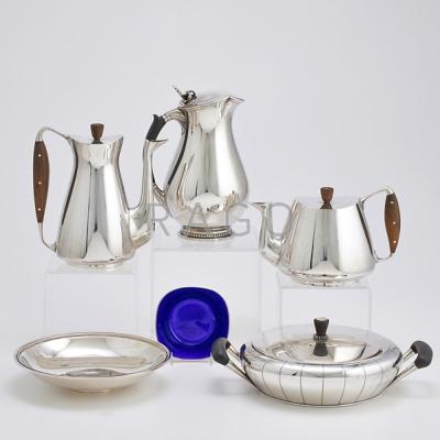 Appraisal: DANISH MODERN SILVER HOLLOWARE C C Herman Sterling and ebony