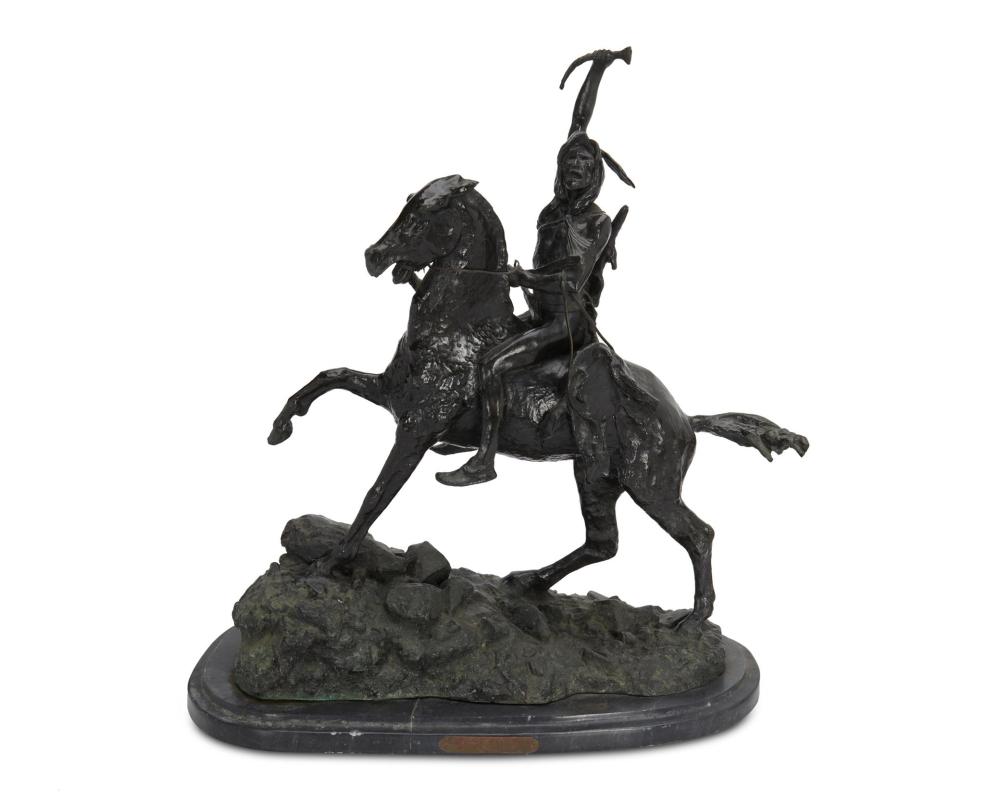 Appraisal: After Frederic Remington - The Scalp modeled Patinated bronze mounted