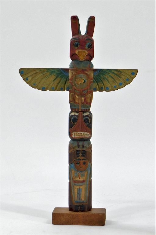 Appraisal: C Alaskan Nugget Shop Miniature Totem Pole Alaska Circa Carved