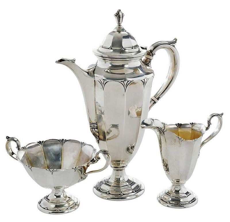 Appraisal: Three Piece Gorham Sterling Coffee Service American th century paneled