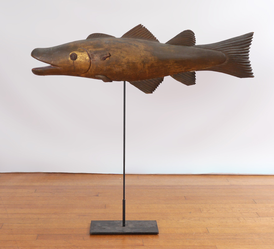 Appraisal: FOLK ART CARVED WOOD FISH MODEL Carved model of a