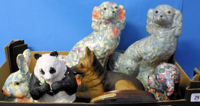 Appraisal: A Collection of Pottery to Include Various Floral Cats Dogs