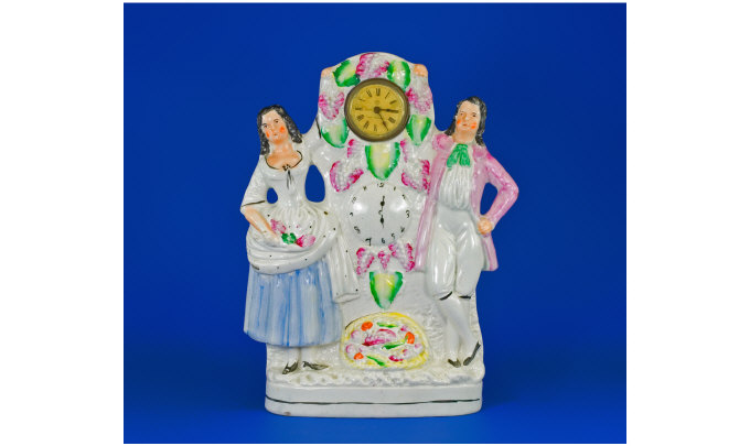 Appraisal: Victorian Staffordshire Clock Figure Group inches in height