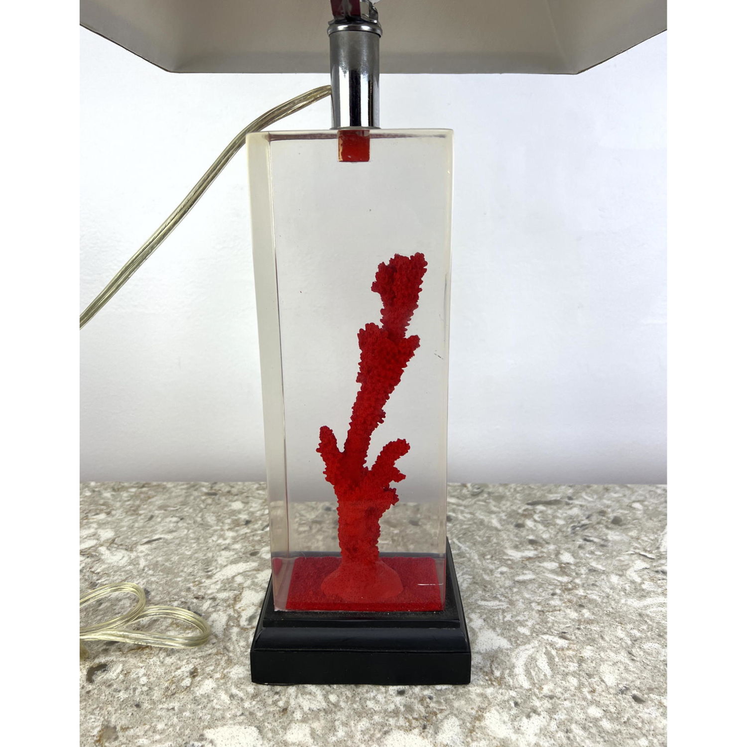 Appraisal: Decorator Encase Coral Form Table Lamp Solid Lucite Acrylic Dimensions