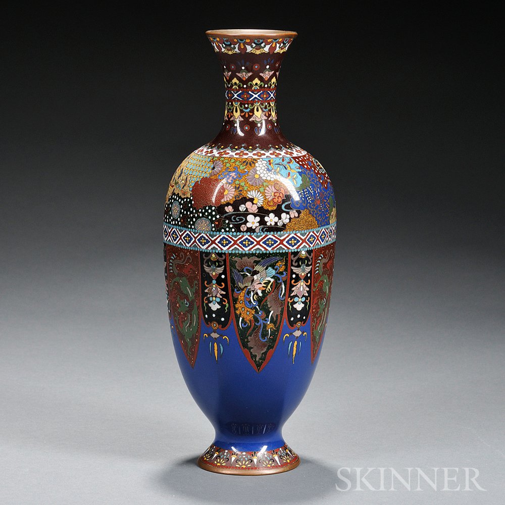 Appraisal: Cloisonne Vase Japan late th early th century hexagonal baluster